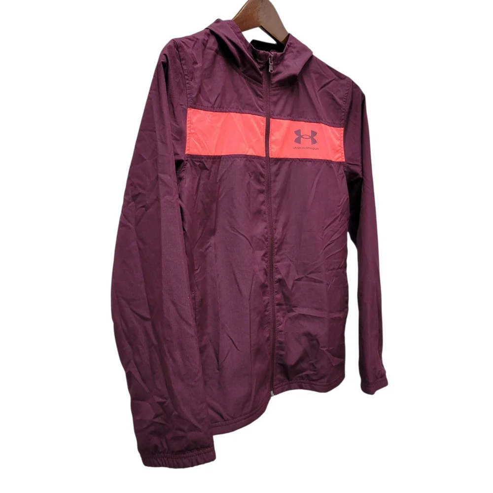 Under Armour Youth Full-Zip Windbreaker Hoodie Long-Sleeves Size Large
